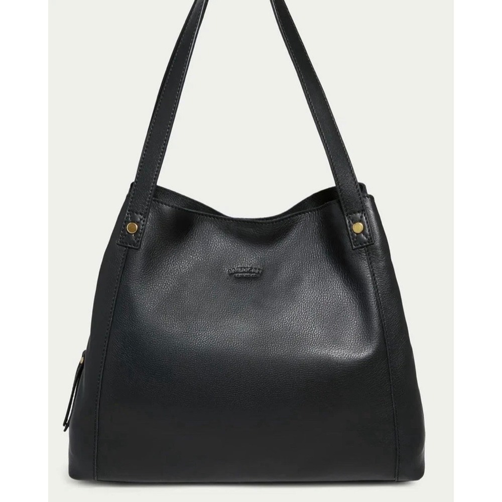 American Leather Co Slouchy Hobo‎ Shoulder Bag Black Pebbled Handbag Y2K Boho